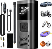 1 x RAW Customer Returns ZEYXINH 6000mAh Mini Portable Air Compressor, 150PSI Portable Air Pump with Digital LCD Screen and LED Flashlight, Car Tire Inflator for Bicycles, Scooters, Motorcycle, Car, Balls - RRP €33.97