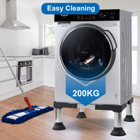 1 x RAW Customer Returns WBD WEIBIDA Washing Machine Base with 4 Stainless Steel Padded Feet, Bear Load Max 300KG Washing Machine Base, Adjustable Width 40-62cm Washing Machine Base, Black - RRP €39.99