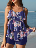 1 x Brand New Summer Mae Women s Tankini Flounces Swimsuit with Swim Shorts Two Piece Swimwear Blue Rose 2XL - RRP €43.36