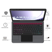 1 x RAW Customer Returns ROOFEI Galaxy Tab A9 A9 Plus 11 Case with Keyboard QWERTZ 3-Zone 7-Color Illuminated Keyboard with Trackpad - Keyboard Case with Kickstand for Samsung Galaxy Tab A9 2023 SM-X210 X215 X216B  - RRP €69.99