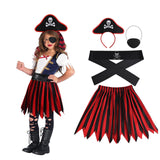 1 x RAW Customer Returns Aomig Pirate Costume for Children, 4 Pc Pirate Costume for Girls, Pirate Costume Pirate Carnival Costume Set with Accessories Hat, Mask, Belt with Skull, Halloween Costume for Girls-S - RRP €10.99