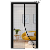 1 x RAW Customer Returns fowong Adjustable Magnetic Fly Screen Door Width 84-96cm, Height 208-214cm, Reinforced Magnetic Fly Curtain for Balcony Door with Unique Wide Stripe Black - RRP €27.22