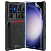 1 x Brand New Mobile Phone Case for Samsung Galaxy S23 Ultra Case with Protective Film, Galaxy S23 Ultra 5G Protective Case with Wallet Camera Protection Shockproof Bumper Leather Case S23 Ultra 6.8 Cover Black  - RRP €12.92