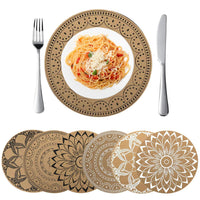 1 x RAW Customer Returns Round Woven Boho Style Placemats Washable Heat Resistant Non-Slip Round Placemats 38x38cm for Kitchen Restaurant Dining Table Wedding Festival 6pcs - RRP €27.88