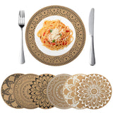 1 x RAW Customer Returns Round Woven Boho Style Placemats Washable Heat Resistant Non-Slip Round Placemats 38x38cm for Kitchen Restaurant Dining Table Wedding Festival 6pcs - RRP €27.88