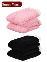 5 x Brand New Boao 2 Pairs Women Warm Slipper Socks Christmas Fuzzy Socks Fleece Lined Non-Slip Slipper Socks Black and Pink  - RRP €90.6