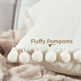 1 x RAW Customer Returns Topfinel Decorative Cushion Cover 50x50 with Pompoms Soft Particles Velvet Solid Pillowcases Cushion Cover for Couch Sofa Bedroom Car Sofa Cushion Couch Cushion Decorative Pillow Living Room, Pack of 2, Cream - RRP €13.06