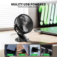 1 x RAW Customer Returns Table fan USB fan small 6000mAh battery fan quiet mini table fans, clip fan 5 speeds 720 rotation, small fan for home office camping black  - RRP €20.16