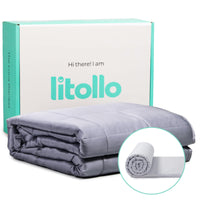 1 x Brand New Litollo Bamboo Weighted Blanket 150x200cm 10kg with Cover Grey - Therapy Blanket Made of 100 Natural Materials - Heavy Blanket All Seasons - Duvet for Deep Sleep Weighted Blanket - RRP €49.94