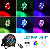 1 x RAW Customer Returns LED Par Spotlight 36 LED Stage Lights 9 Modes RGB Party Light with Remote Control and DMX512 Control Spotlight Lighting for Birthday Parties, Weddings, Christmas Pack of 4  - RRP €93.99