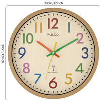 1 x RAW Customer Returns Foxtop Children s Radio Wall Clock Without Ticking Noises Silent Children s Clock Colorful Clock for Boys Girls Children s Room Bedroom Kitchen Living Room School 30 cm - RRP €26.81