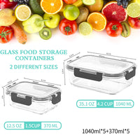 1 x RAW Customer Returns Glass Food Storage Containers Set - Pack of 10 - Skroam Glass Food Storage Box 10 Lids 10 Containers BPA-Free Airtight Kitchen Storage Containers, Microwave Freezer Friendly - RRP €35.99