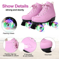 1 x RAW Customer Returns Women s classic retro roller skates, roller skates with four wheels in double row, classic roller skates, roller skates for children, shiny roller skates, ideal for beginners, ABEC-7 ball bearings - RRP €46.38