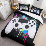 1 x RAW Customer Returns Tbrand Gamepad Bedding Set for Boys and Girls 135 x 200cm White Video Game and Gamepad Bedding Set - RRP €28.99