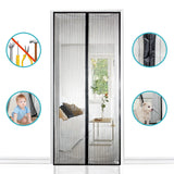 1 x RAW Customer Returns Apalus Magnetic Screen Door, Curtain Made of Mesh, Magnetic Closure from Top to Bottom, Closes Automatically and Keeps Air Fresh 120x240CM, Black  - RRP €23.99