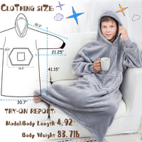 1 x RAW Customer Returns FUSSEDA Wearable Oversized Blanket Sweatshirt, Super Thick Warm Sherpa Fleece Cozy Blanket with Hood, Pockets and Sleeves for Adults and Kids, Light Gray - RRP €24.99