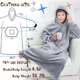 1 x RAW Customer Returns FUSSEDA Wearable Oversized Blanket Sweatshirt, Super Thick Warm Sherpa Fleece Cozy Blanket with Hood, Pockets and Sleeves for Adults and Kids, Light Gray - RRP €24.99