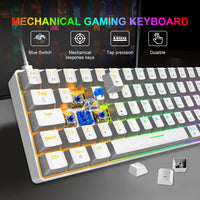 1 x RAW Customer Returns ZIYOU LANG 60 Compact RGB Gaming Mechanical Keyboard White Set Combo - Blue Switch - Mini QWERTY Layout Detachable USB-C Cable - 12000 DPI Honeycomb Programming Mouse for PC PS4 Xbox Tablet - RRP €39.74