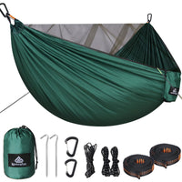 1 x RAW Customer Returns NATUREFUN Camping Hammock with Mosquito Net Load Capacity 300kg, 290 x 140cm Breathable and Quick-drying Parachute Nylon Complete Accessories Easy to Assemble Travel Hammock - RRP €26.99