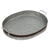 1 x RAW Customer Returns Sintosin Shabby Chic Industrial Style Galvanized Decorative Serving Tray with Handle 41x28x6.6 cm, Rustic Decorative Tray Oval Serving Tray Large for Kitchen, Breakfast, Tea, Coffee Table - RRP €20.4