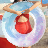 1 x Brand New NC Adult Life Buoy Swim Ring with Grip, Star Sequin Mermaid Swim Ring, Inflatable Donut - RRP €10.62