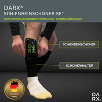 1 x RAW Customer Returns DARX - Innovative shin guard set - Lightweight shin guards I Special guard holder - Perfect hold without tape or Velcro for children - teenagers - adults - L Grey - RRP €17.5