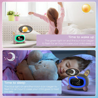 1 x RAW Customer Returns Lemnoi children s light alarm clock, children s alarm clock with night light, battery-operated children s sleep trainer with snooze function, 4 brightness levels and colorful light, digital alarm clock - RRP €29.99