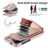 1 x RAW Customer Returns QLTYPRI Cell Phone Case for Samsung Galaxy A55 5G Case with Strap, Microfiber Leather Cell Phone Chain Case with Card Slot Ring Stand RFID Protective Case Leather Case Bag Case for Samsung Galaxy A55 5G - Rose Gold - RRP €20.16