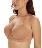 1 x RAW Customer Returns Lemorosy - Strapless Bra with Underwire Push up for Women Plus Size Bra Backless Basic Bra Full Cup Multipositions 105G, Walnut - RRP €25.2