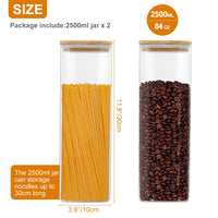 1 x RAW Customer Returns YUEYEE Glass Spaghetti Storage Jar with Bamboo Lid, Glass Containers with Lids, Clear Glass Containers with Lids for Noodles, Noodles, Flour, Rice, Beans, Cereal, Pack of 2 - RRP €30.24