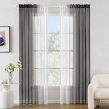 1 x RAW Customer Returns MIULEE Curtain Black Transparent Living Room Modern Curtain Two-Tone Sliding Curtains Curtains Bedroom Set of 2 140 x 175 cm - RRP €20.16