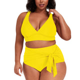 1 x RAW Customer Returns Viottiset Women s Two-Piece Bikini Set Plus Size High Waisted Tummy Control Beach Swimsuit 02 Yellow XL - RRP €45.99