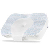 1 x RAW Customer Returns Elviros Cervical Orthopedic Memory Foam Pillow Removable Ergonomic Neck Pillow for Neck and Shoulder Pain Neck Support Pillow for Side Sleepers, Blue - RRP €35.1