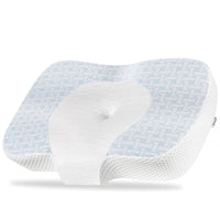 1 x RAW Customer Returns Elviros Cervical Orthopedic Memory Foam Pillow Removable Ergonomic Neck Pillow for Neck and Shoulder Pain Neck Support Pillow for Side Sleepers, Blue - RRP €49.99