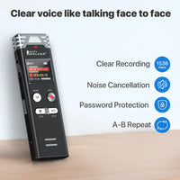 1 x RAW Customer Returns Digital Voice Recorder 64GB, Portable Voice Activated Recorder with Playback, Dictaphone Voice Recorder for Lectures Meetings Sound Audio Recording Device with Password, Variable Speed, MP3 - RRP €39.31