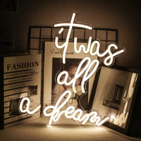 1 x RAW Customer Returns It was all a dream neon sign light dream neon lights wall decoration for wedding party letters LED sign club office hotel pub cafe wedding birthday party 16.5 x13 42x33 cm warm white  - RRP €36.99