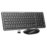 1 x RAW Customer Returns TECKNET wireless keyboard mouse set, 2.4GHz quiet keyboard and mouse, German QWERTZ layout and numeric keyboard, wireless keyboard with mouse, 15m wireless range for laptop PC Windows Smart TV - RRP €20.56