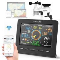 1 x RAW Customer Returns Raddy WF-100C Lite WiFi weather station radio with outdoor sensor, indoor outdoor hermometer, barometer, hygrometer, wind gauge, rain gauge, weather forecast for home, garden - RRP €142.44