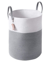 1 x RAW Customer Returns YOUDENOVA Laundry Basket Woven Laundry Collector Toy Storage Storage Basket with Handle Handmade Made of Cotton White Gray - RRP €28.99