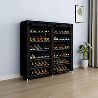 3 x RAW Customer Returns YAYI shoe rack 6-tier shoe storage space for up to 36 pairs of shoes with non-woven fabric cover, black - RRP €60.48