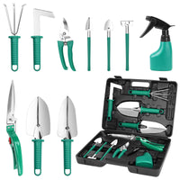 1 x RAW Customer Returns GIOVARA garden tools set, 10 pieces anti-rust garden tools set, garden gifts for men, women or children, gardening set with case, garden accessories set made of robust stainless steel - RRP €23.08