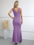 1 x RAW Customer Returns Laughido Cocktail Dress Summer Dress Wrap Dress Bodycon Evening Dresses Women Elegant Long Wedding Maxi Dress Festive Party Dress Light Purple, Small  - RRP €47.39