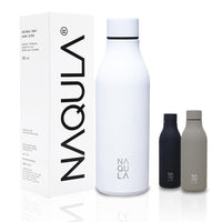 21 x RAW Customer Returns NAQULA stainless steel drinking bottle 550ml, BPA-free, leak-proof water bottle with modern minimalist design for indoor and outdoor use, suitable for carbonated drinks. White pure white  - RRP €423.36