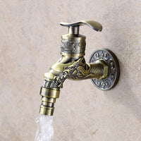 3 x Brand New JZK G Antique Brass Wall Mount Sink Faucet Washing Machine Garden Faucet Vintage Dragon Style - RRP €68.4