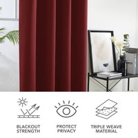 1 x RAW Customer Returns Deconovo Curtains Blackout Curtain Eyelet Curtains Living Room Curtain against Cold Opaque Curtain, 175 x 140 cm Height x Width , Red, Set of 2 - RRP €36.95