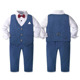 1 x RAW Customer Returns Nwada Toddler Baby Boys Tuxedo Outfits Clothes Set Long Sleeve Shirt with Bow Tie Vest Pants Christening Gown Suit 2-3 Years - RRP €38.33