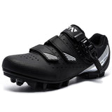 1 x RAW Customer Returns Fenlern Men s MTB Shoes Breathable Lightweight Cycling Shoes 2 Bolts Cycling Shoes Hard Soles Bicycle Shoes with Buckle Solid Black, 47 EU  - RRP €49.49