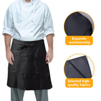 1 x RAW Customer Returns NiceLand Black Waist Apron 8 Pieces Apron with 2 Pockets Waiter Apron Cooking Apron Bistro Apron Baking Apron for Restaurant, Bar - RRP €26.99