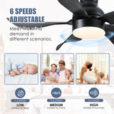 1 x RAW Customer Returns Mpayel Ceiling Fans with Lighting Black - 76cm Small Ceiling Fan with Light and Remote Control, Dimmable, Low Profile Ceiling Fan with 5 ABS Blades for the Bedroom - RRP €100.84