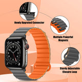 1 x RAW Customer Returns HITZEE Compatible with Apple Watch Strap 49mm 45mm 44mm 42mm 41mm 40mm 38mm, Double-Sided Silicone Magnetic Band Compatible for Apple Watch Ultra 2 Series 9 8 7 SE 6 5 4 44 45 49, Gray Orange  - RRP €22.59